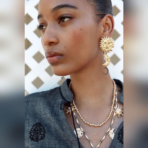 NWT ZARA SUN AND MOON EARRINGS - Picture 3 of 9